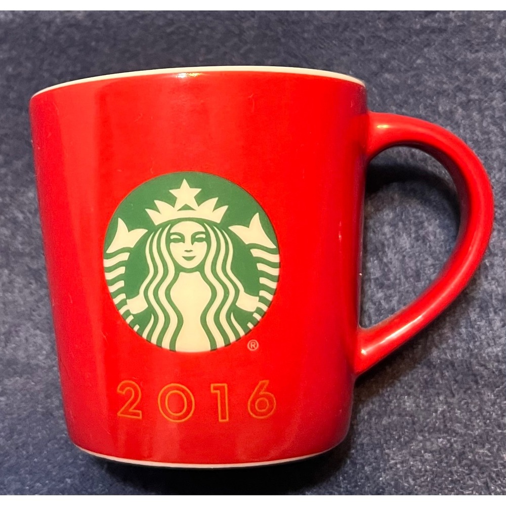 Starbucks 2016 Holiday Red Siren Logo Ceramic Espresso Cup Mini Mug 3oz 89ml